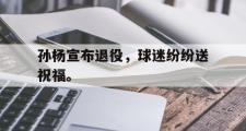 爱游戏手机版登录入口-孙杨宣布退役，球迷纷纷送祝福。